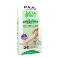 DR.RASHEL INSTA SMOOTH WAX STRIPS PACKS 24PCS - ALOE VERA, Gently removes hair, soothes skin, and moisturizes with Aloe Vera.