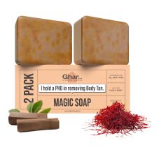 Ghar Soaps Magic Soap Sandal Wood And Saffron for DeTan and Glowing Brightening Skin ( 2 PACK ) (100* 2)