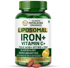 Vlado's Liposomal Iron + C, B12, Zinc, Folic Acid - Boost Hemoglobin & Energy, 100 Tabs