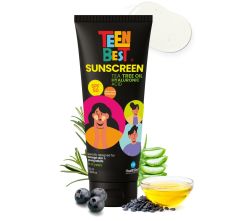 HealthBest Sunscreen SPF 50 PA++++ for Teens & Youth, Daily Use Lightweight Face Sunscreen with No White Cast, Non-Greasy Texture, Broad Spectrum UVA UVB & Blue Light Protection, Enriched with Aloe Vera, Vitamin C, Blueberry & Hyaluronic Acid