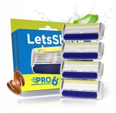 LetsShave Pro 6 Plus Shaving Razor Blade for Men (Pack of 4)