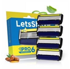 LetsShave Pro 6 Advance Shaving Razor Blade for Men (Pack of 4)