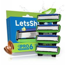 LetsShave Pro 6 Sensitive Shaving Blade for Men (Pack of 4)