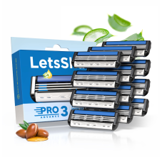 LetsShave Pro 3 Shaving Razor Blade for Men (Pack of 12)