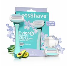 LetsShave Evior 6 Shaving Razor for Women | Mid-Flex Blades & Dual Moisture Bar infused with Aloe vera & Avacado | Smooth & Safe | Full-Body Hair Removal - Bikini, Arms, Legs & Sensitive Areas 1 Piece