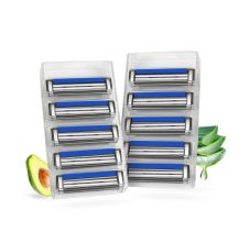 LetsShave Pro 2 Max Twin Blade Razor Cartridges - Pack of 10 | Open Flow Architecture | Pivoting Head Refills with Aloe Strip & Diamond-Coated Blades for Men | Smooth, Close, Irritation-Free Shave