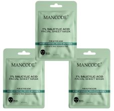 Mancode 1% Salicylic Acid Facial Sheet Mask 25ml Pack of 3