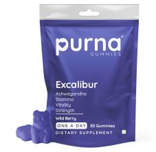 Purna Gummies Excalibur Ashwagandha Wild Berry Flavor Gummies 30 Gummies
