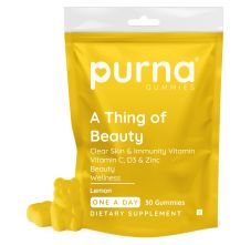 Purna Vitamin C Lemon Flavor 30 Gummies for Skin and Immunity Booster with Vitamin C D3 Zinc Supplement