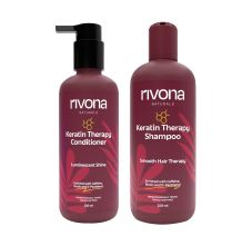 Rivona Naturals Keratin Hair Therapy Duo 500ml - Shampoo and Conditioner Combo (Pack of 2)