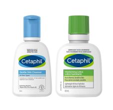 Cetaphil Hydrated Skin Twin Pack Cleanser (60ml) + Moisturising Lotion (60ml), For Dry to Normal, Sensitive Skin