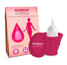 Gynocup Menstrual Cup For Women  Transparent and Sterilizer Container Large