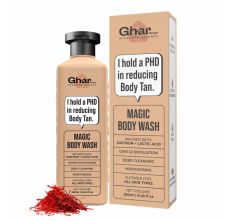 GHAR SOAPS Magic De Tan & Exfoliating Body Wash with Saffron & Lactic Acid- 250ml
