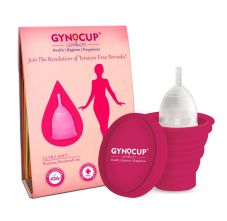 Gynocup Menstrual Cup For Women  Transparent and Sterilizer Container Medium