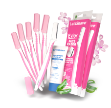 LetsShave Evior Face & Eyebrow Razor for Women – Pack of 6 Dermaplaning Razors + Free 15ml Shave Gel | Facial Hair Removal for Eyebrows, Upper Lip & Peach Fuzz