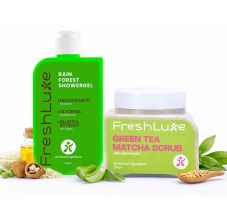 FreshLuxe Purifying Combo with GreenTea Matcha Scrub & RainForest Bodywash 200gm + 400ml
