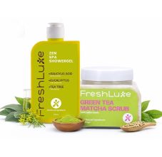 FreshLuxe Tea Tree Combo with Rain Forest Showergel & Green Matcha Scrub 200gm+200ml