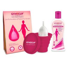 Gynocup Menstrual Cup For Women  Transparent | Natural Intimate Wash | Sterilizer Container Medium