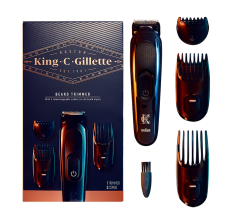 Gillette King C. Gillette Cordless Mens Beard Trimmer Kit with Lifetime Sharp Blades and 3 Interchangeable Combs