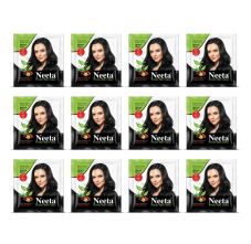 Neeta Hair Color Powder Natural Black 5g (Pack of 12) with Herbs for Smooth Silky Hair