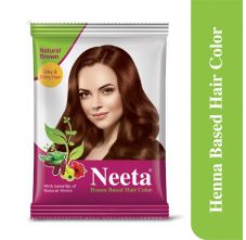 Neeta Hair Color Powder Natural Brown 15g with Herbs for Smooth Silky Hair