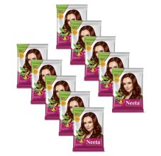 Neeta Henna Powder for Hair Color with Amla, Shikakai, Heena & Aloe Vera for Smooth, Natural Brown Hair 15g per Pack, 10 Packs
