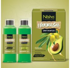 Nisha Fruit Care Hair & Beard Colour Gel 1000ml, Original Black, No Ammonia, 100% Grey Coverage, Long-Lasting, Vegan