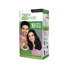 Nisha Hair Colour for Women & Men - 1.0 Natural Black Permanent Hair Colour Quick Color 10-Minute 60g Pouch Ammonia-Free