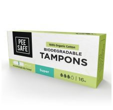 Pee Safe Super Organic Cotton 16 Tampons