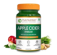 Pure Nutrition Apple Cider Vinegar with Wheatgrass Spirulina – 60 Veg Capsules