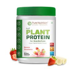Pure Nutrition Plant Protein Powder Banana Strawberry 500g – Pea & Brown Rice Protein