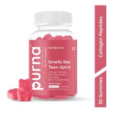 Purna Gummies Collagen Peptides, Skin Rejuvenation, Anti-Aging & Bone Strength, Watermelon Flavor, 1 Daily, 30 Gummies - Sampurna