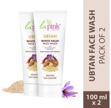 La Pink Ubtan White Haldi Face Wash With Saffron for Tan Removal Pack of 2