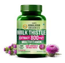 Vlado's Himalayan Organics Milk Thistle Extract With 800Mg Of Silybum Marianum Detox Supplement For Men And Women For Healthy Liver | Boost Metabolism And Maintain Cholesterol level - 120 Vegetarian Tablets