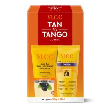 VLCC Tan to Tango Combo - De Tan Sunscreen SPF 50 (50 g) and Anti Tan Skin Lightening Face wash (50ml)