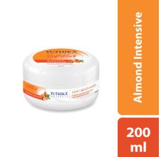 Yuthika Almond Intensive Light Moisturizer Cream 200ml | Non Sticky, Instant Hydration, Deep Nourishment | For Face, Hand & Body